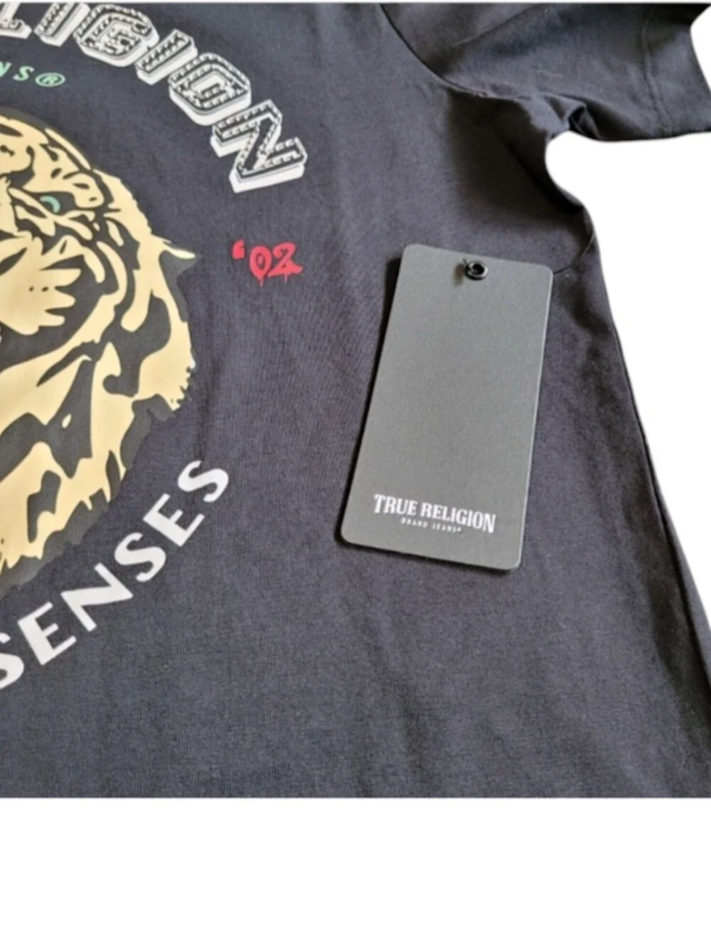 NWT True Religion Tiger Graphic Bling T Shirt Black Medium